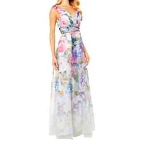 Adrianna Papell Floral Organza Ball Gown Maxi Dress Multi Color Size 12